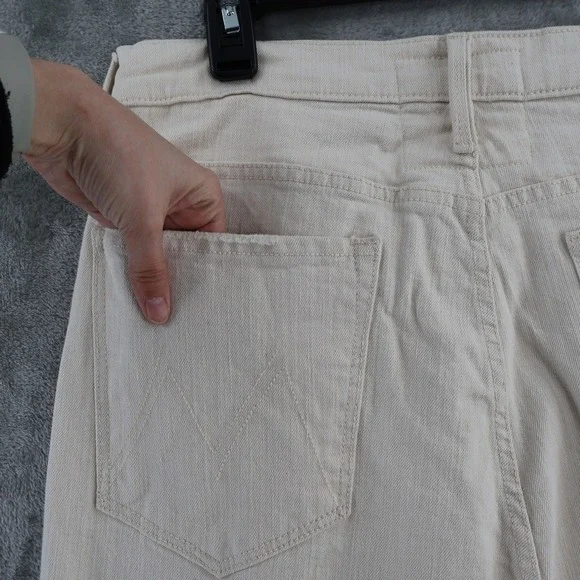 MOTHER The Rambler High Rise Ankle Jeans Women 32 Cream Straight Leg Classic NWT